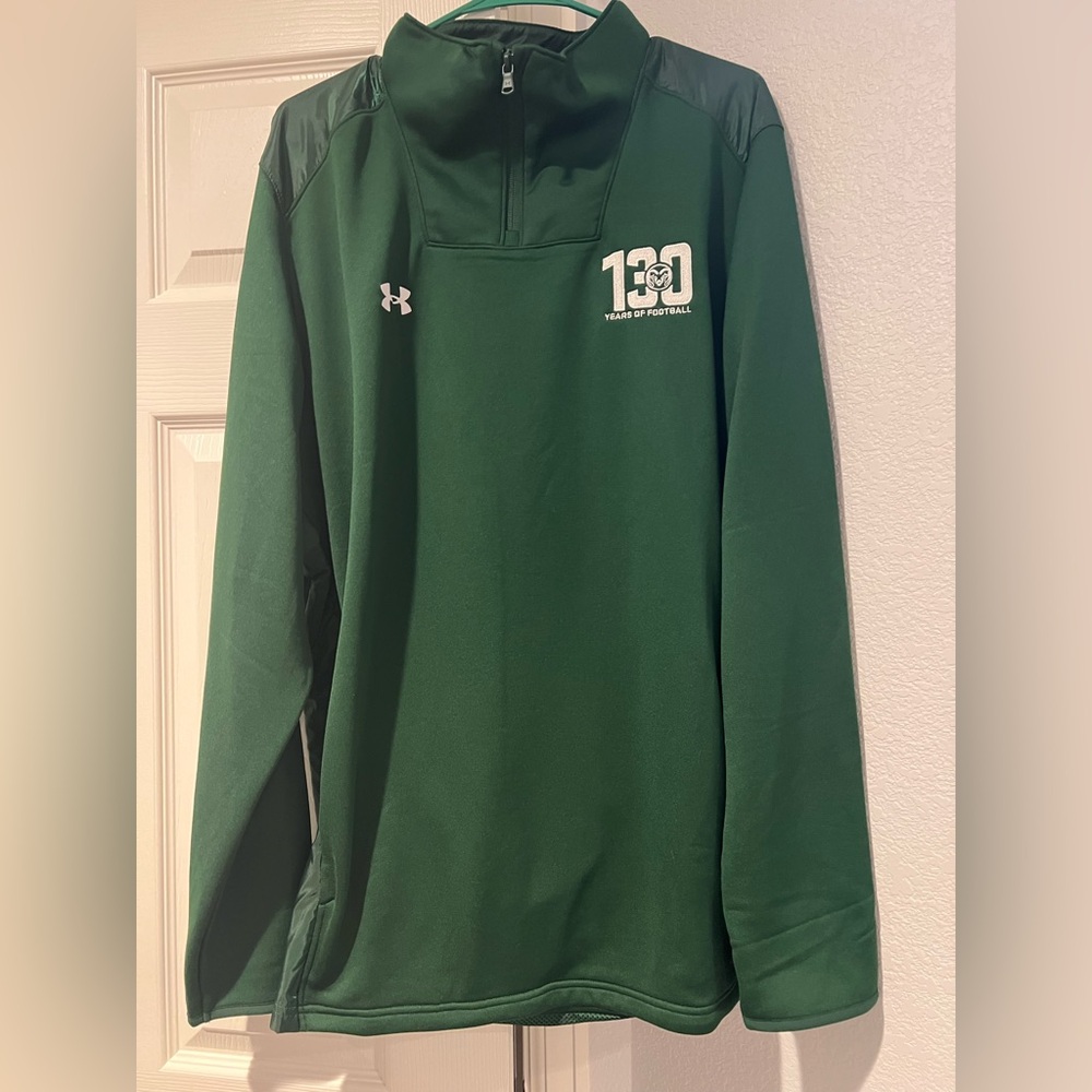 Under Armour Green Pullover CSU COLORADO state University RAMS 130 yrs FOOTBALL